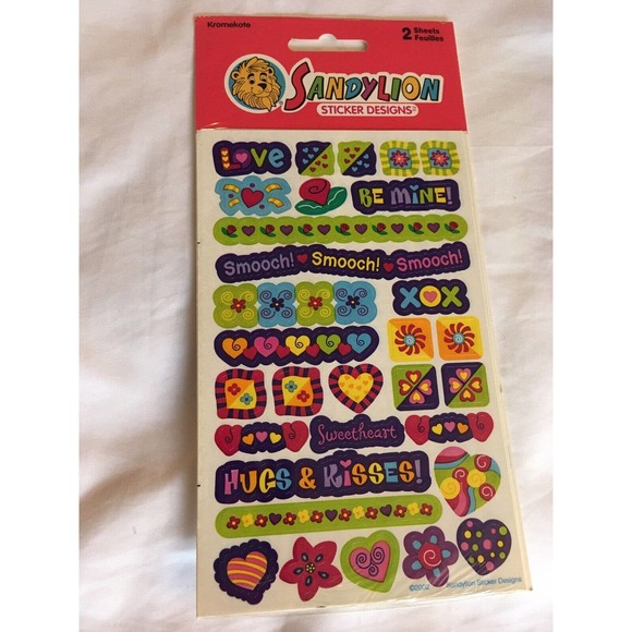 Sandylion Valantine Scrapbooking Stickers 2 Maxi sheets Be Mine Love Kisses - Picture 2 of 5